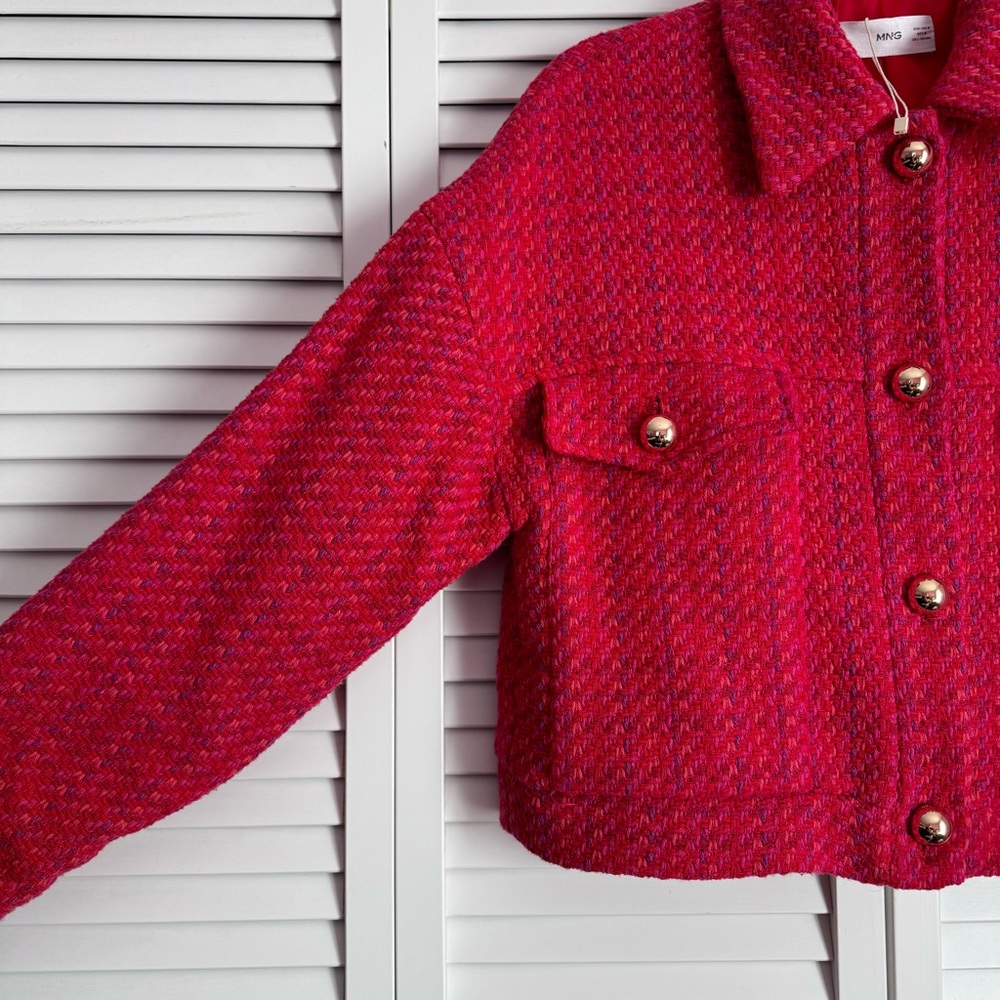 Mango Red Textured Jacket - Picture 6 of 10
